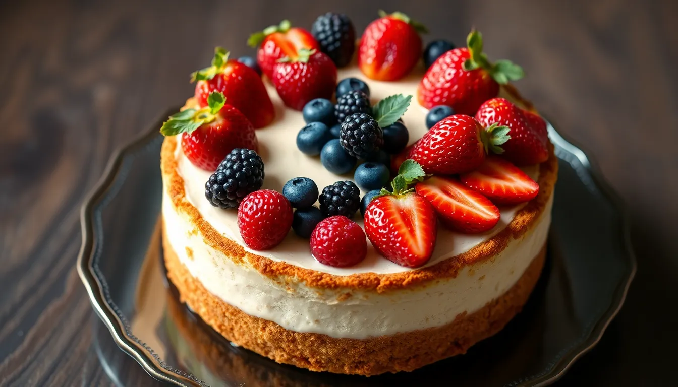 torta de espelta y frutas del bosque