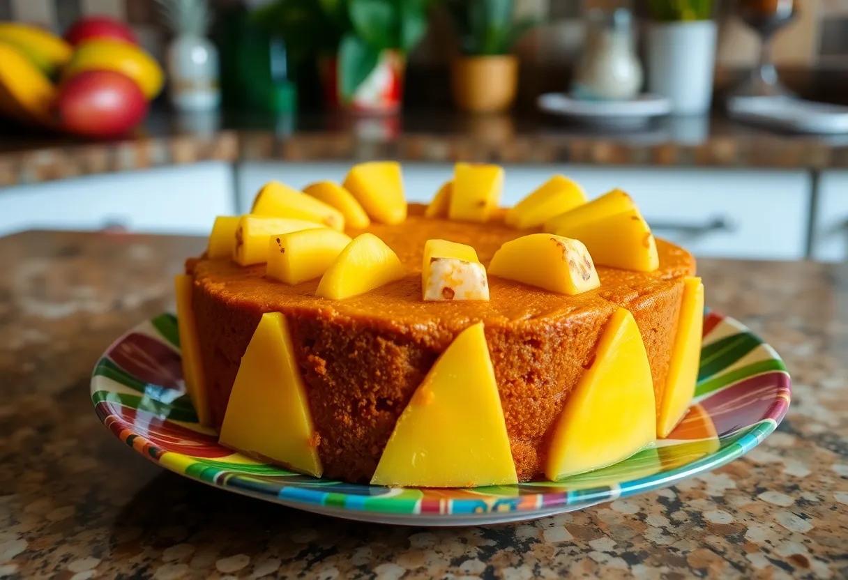 torta de frutas tropicales saludable
